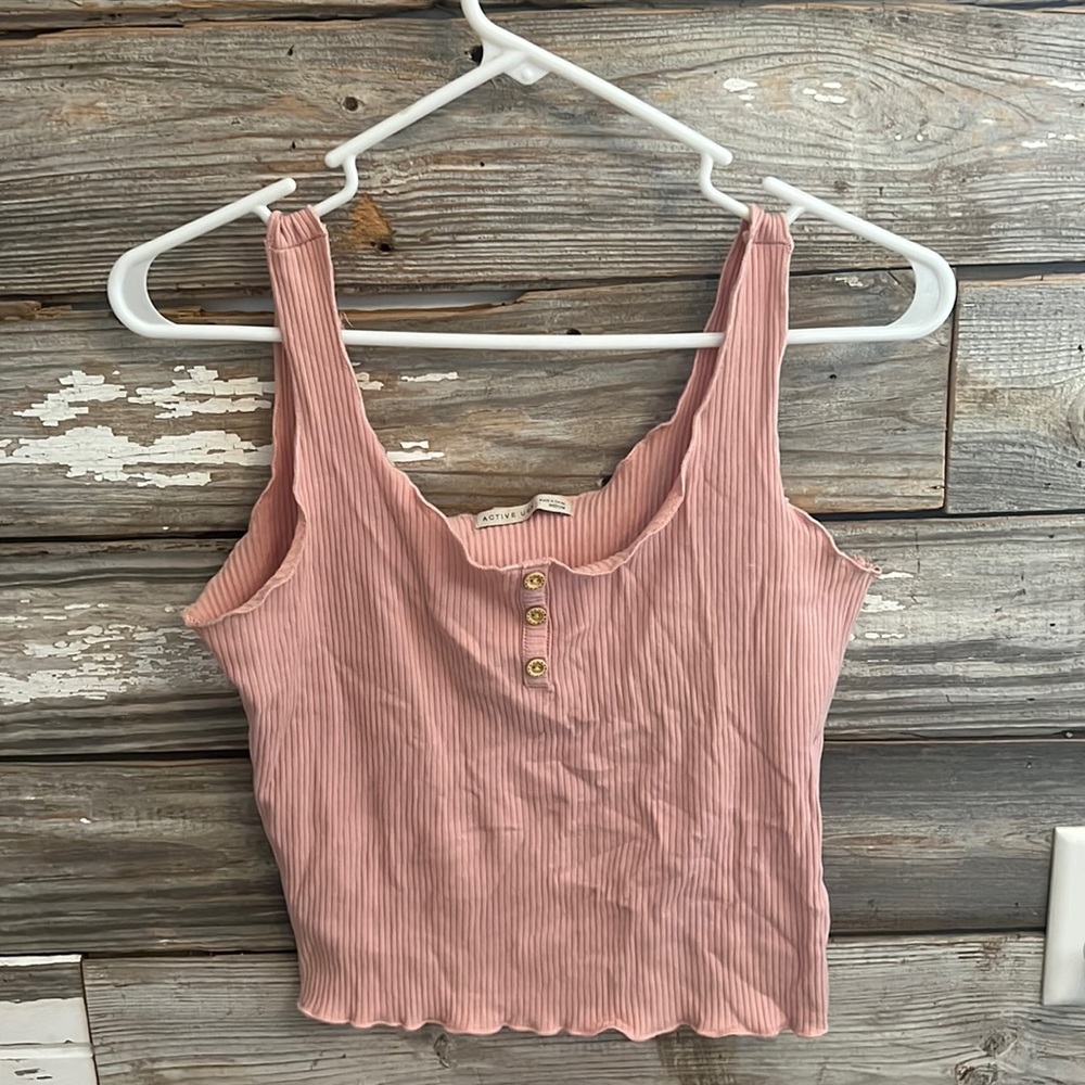 Pink ribbed tank top